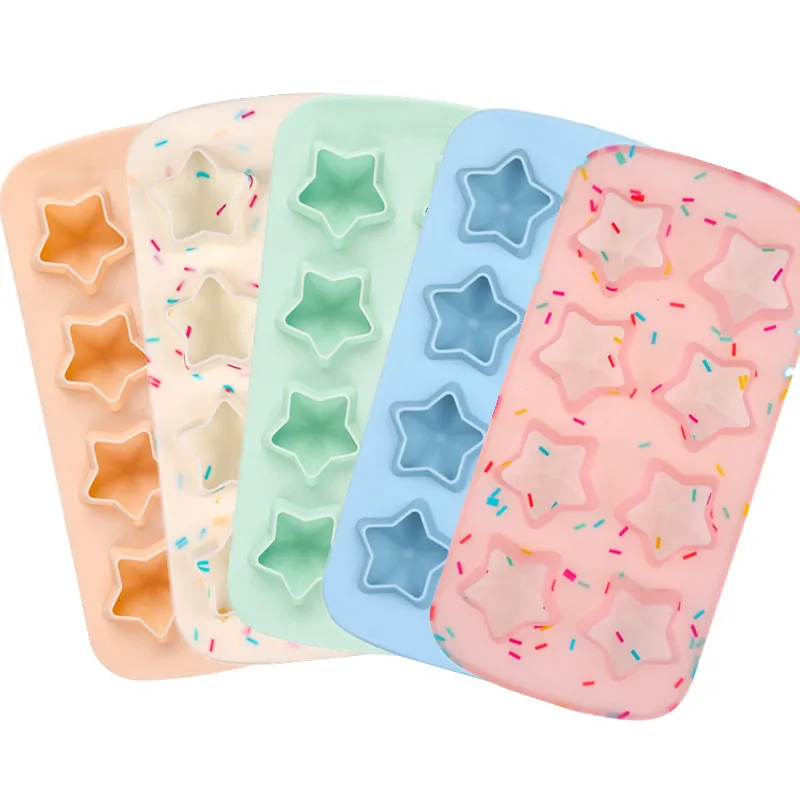 

Amazon hot sell star chocolate molds ice cube mold ice trays cute silicone ice maker mold, White,green,pink and customized