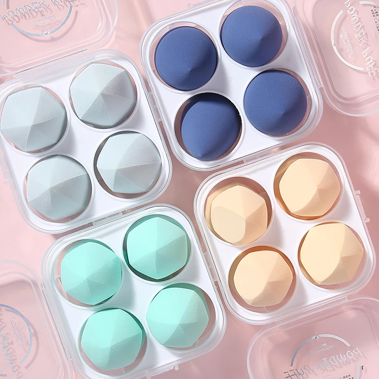 

Lameila mixed colors shape beauty sponge 4pcs box customized logo foundations latex free large nude makeup sponge A80210, Pink/yellow/mint makeup sponge