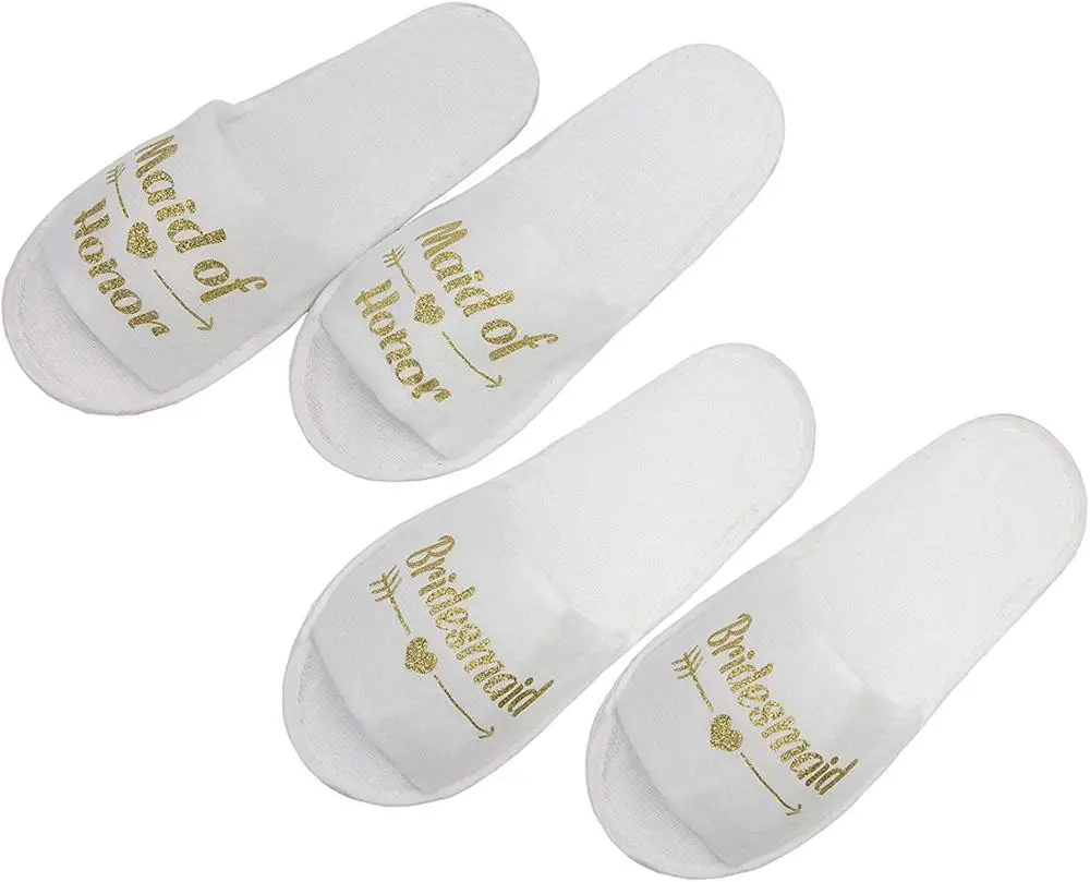 
Bachelorette Party Wedding Slippers Bride Maid of Honour Bridesmaid 6 Pack Spa Hotel Slippers US Women Size 11(A) 