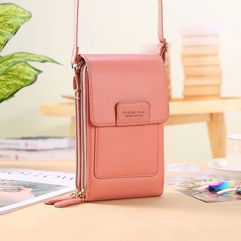 

Girls Fashion Shoulder Messenger Cellphone Bags Leather Cellphone Purse Quilted Sling Women Mini Touch Screen Cell Phone Bag, 8 colors