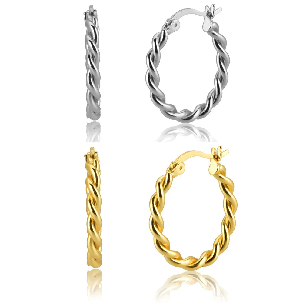 925 Sterling Silver Earrings INS Mobius Twist Hoop Earrings 18k Gold Plated Round Earrings Jewelry