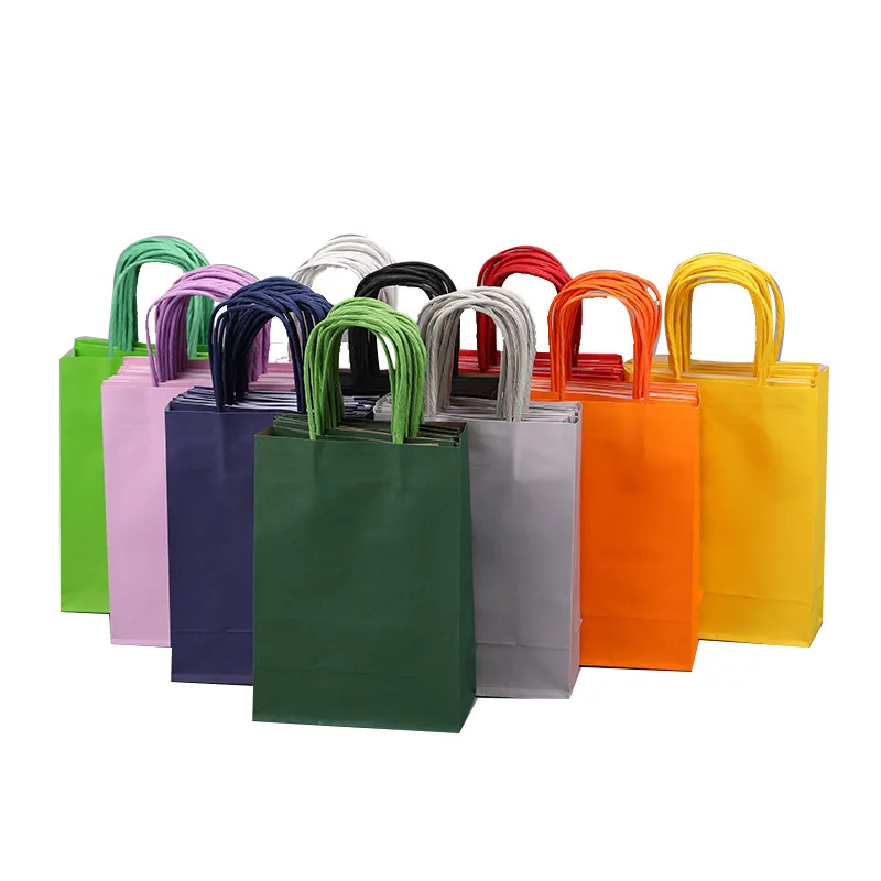 

Custom Print Candy Color Blank Kraft Paper Bag Advertising Takeaway Packaging Paper Shopping Bag, Orange,green,blue,black,white