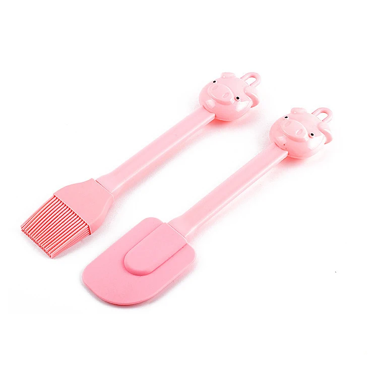 

Non Stick Heat Resistant Silicone Brush Pig Head Pink Cream Spatula Cake Scraper For Baking