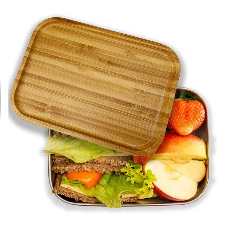

Bamboo lid Lunch Box 1200 Ml School Work And Travel Variable Separation 304 Stainless Steel Lunch Box With Bamboo Lid, Natural bamboo color