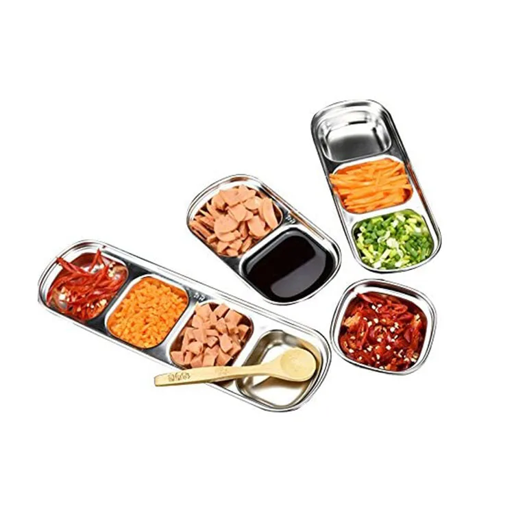 

Stainless Steel Soy Dipping Plate Seasoning Saucer Condiment Sauce Dishes Dipping Bowls for Home, Customized color