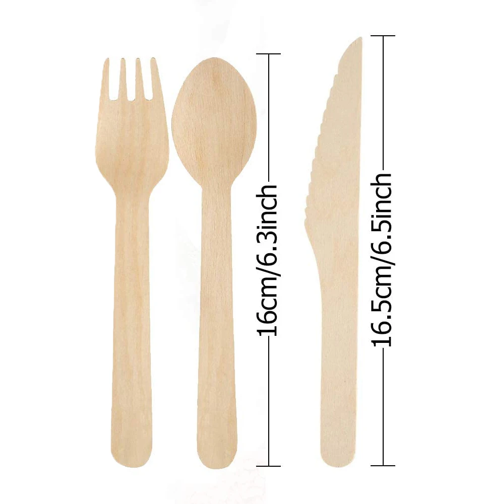 

Promotion biodegradable eco-friendly disposable wooden cutlery, Natural color