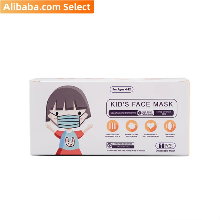 
Alibaba Select 3 Ply disposable white earloop kid children face mask for US market GB/T 38880 (2000pcs/Carton) 