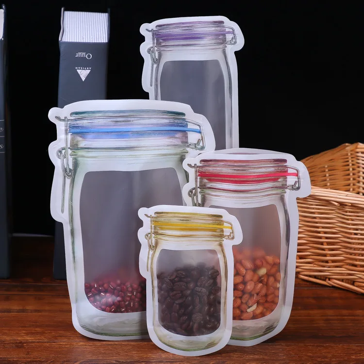 

Reusable Snack Saver Bag Leakproof Food Sandwich Storage Bags for Travel Kids Mason Jar Zipper Bags Reusable Snack Saver Bag, As the picture