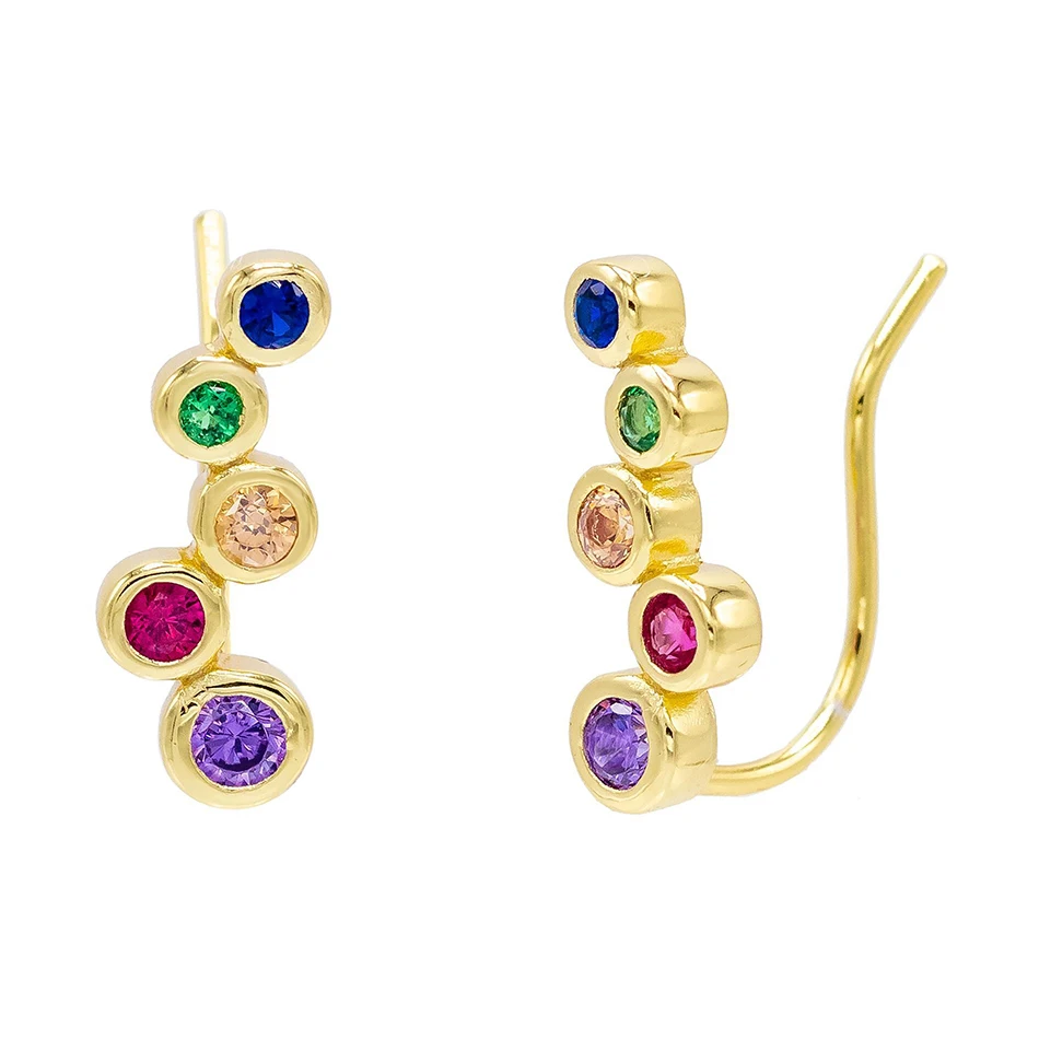 

wholesale gold plated jewelry supplies 18k gold plated 925 sterling silver mini rainbow ear climber
