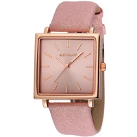 

Hot selling custom logo alloy square case geneva watch with soft leather for ladies