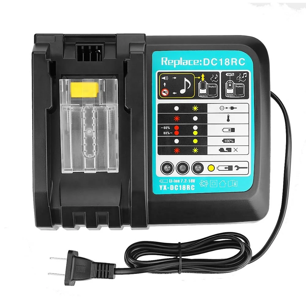 

DC18RC LI-ION Rapid Battery Charger 14.4V-18V 6A For Makita Power Tool Battery Charger, Black