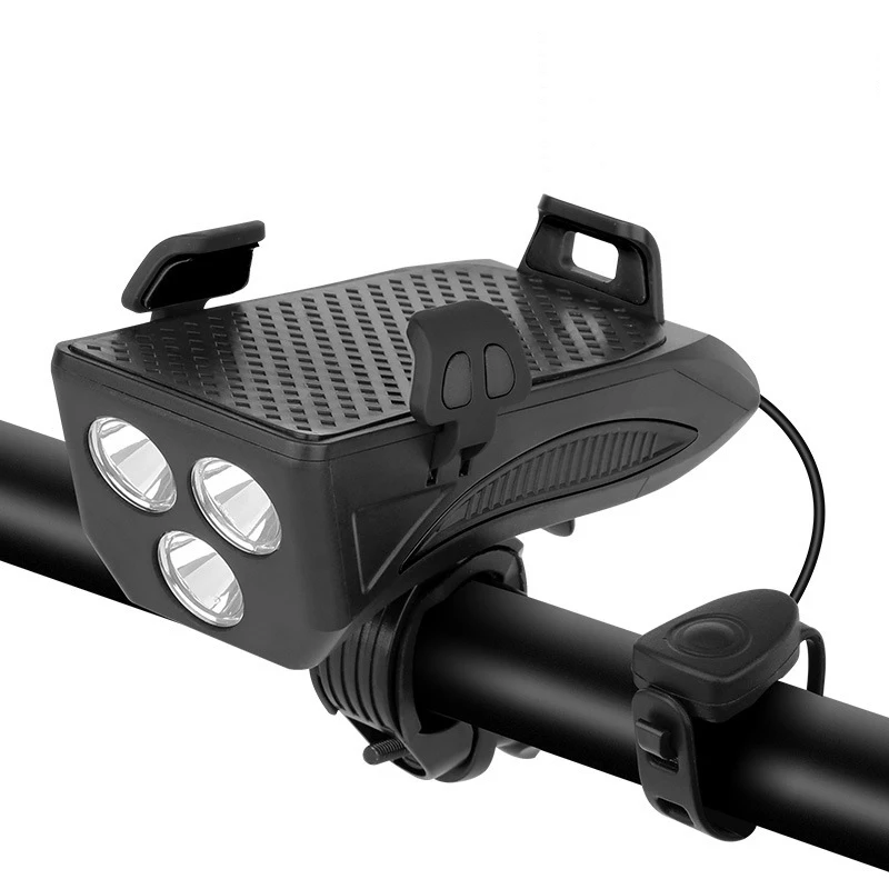 

4 IN 1 Rechargeable Multifunction Bike Light 400 Lumens Bike Flashlight Bike Horn Phone Holder Power Bank Bicycle Front Light