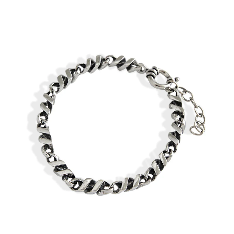 

Pulsera Twisted nueva plata de ley 925 hecho a mano para las mujeres de los hombres de joyeria de la vendimia simple plata ester, Antique silver