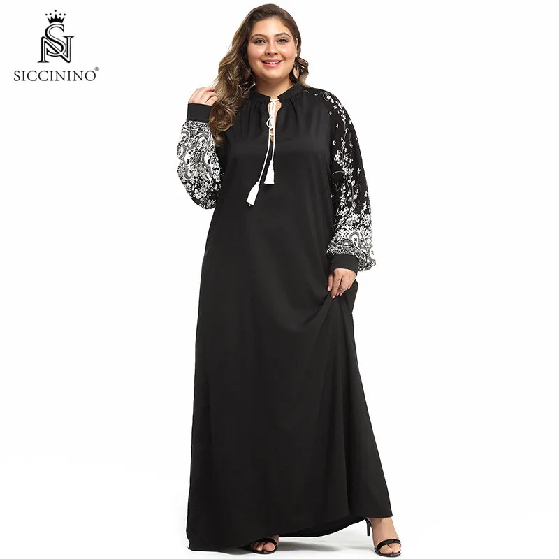 

V-neck Long sleeve printing dress plus size dresses for fat women clothing midi dress for loose leisure 2 pieces wholesale oem
