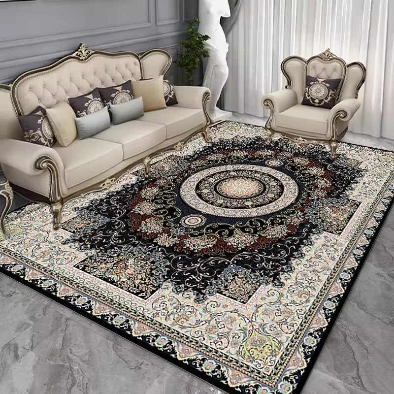 European-style Floor Carpet Rug Living Room Coffee Table Dining Room Door Mat Machine-woven Non-slip Carpet Modern Pad
