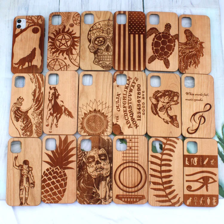 

Wholesale price carving pattern wood custom logo phone case for 12 max