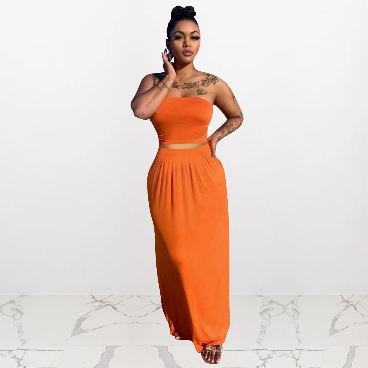 

FS4061A 2021 new trends plus size clothing women two piece skirts outfits