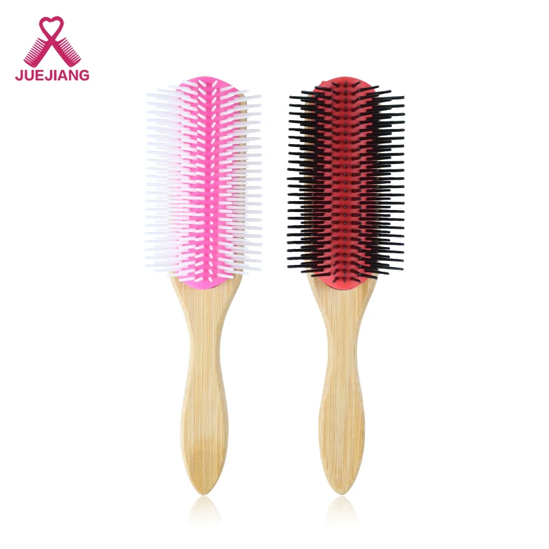 

Classic Styling Bamboo Brush 9 Row Hair Brush for Shaping Defining Curls Blow-Drying For All Hair Types