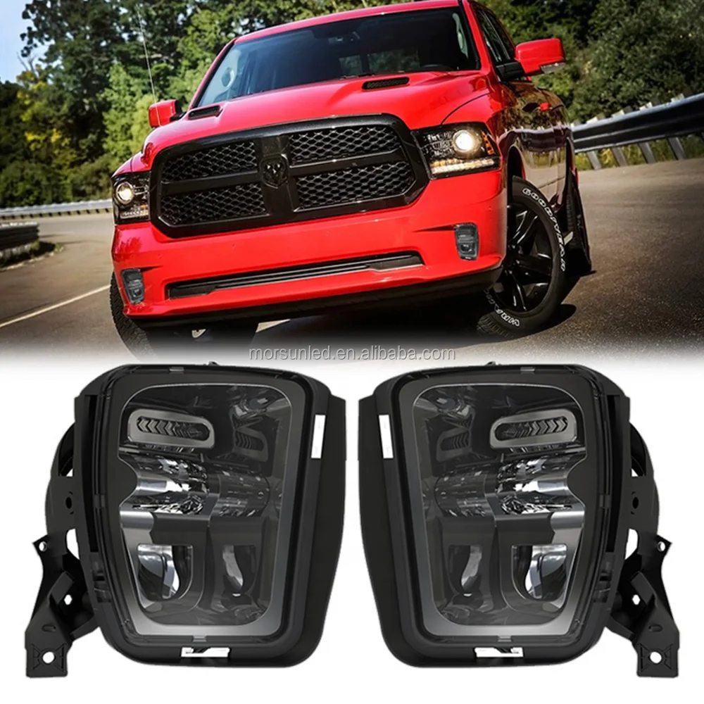 4X4FLSTC DOT Approved LED Fog Lights Fog lamps Compatible with Dodge Ram Pickup 1500 2013 2014 2015 2016 2017 2018 Bumper Driving Fog Lamps Replacement Silver 