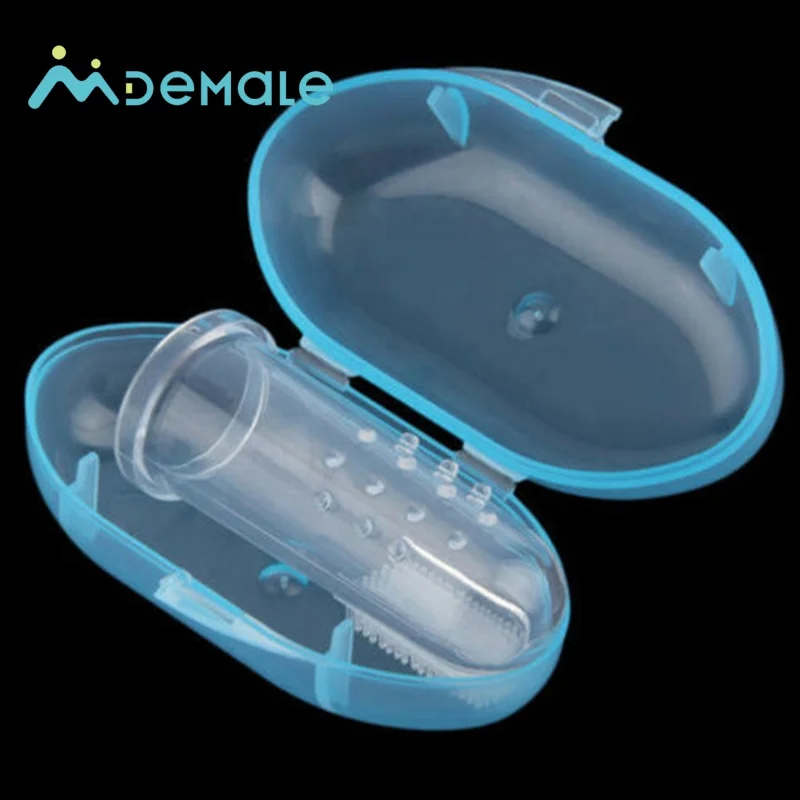 

Transparent infant toothbrush Silicone Baby Finger Toothbrush with PP case package, Transparency