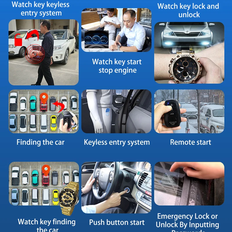 
Smart Auto Electronics Central Locking Passive Keyless Entry System Remote Start Stop Car Alarm 