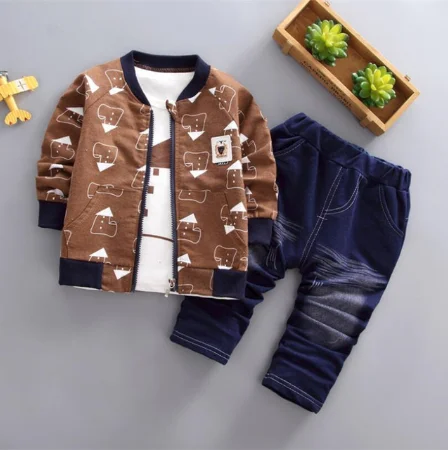 

Spring Autumn Children Boys Clothing Sets Cotton Kid Boys Clothes Sets 3Pcs Coat + Shirt + Pants Toddler Clothes Suit, As pic