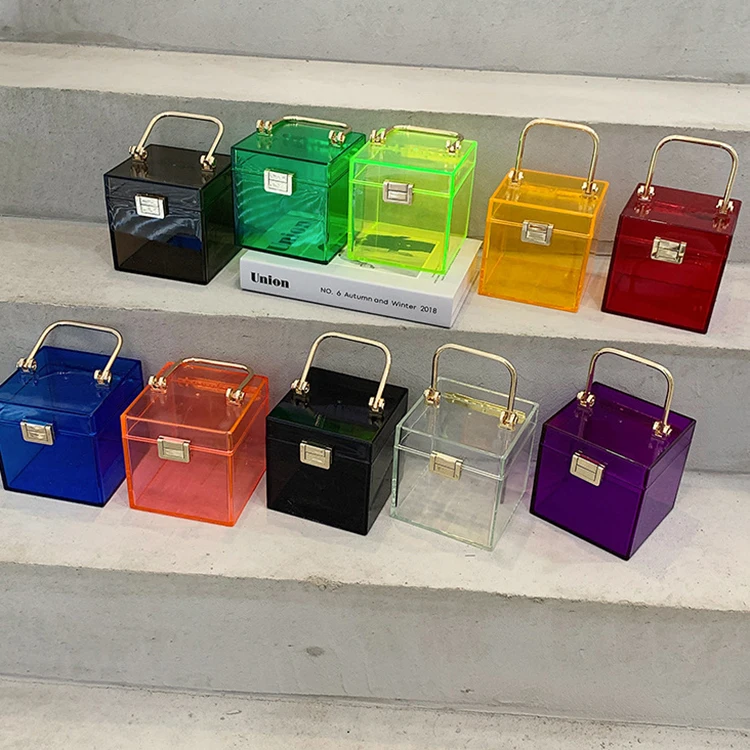 

Delicate Ladies Trend Transparent Clear Acrylic 2021 Purses and Handbags for Women, Red/orange/blue/green/black/clear/purple/pink/coffee