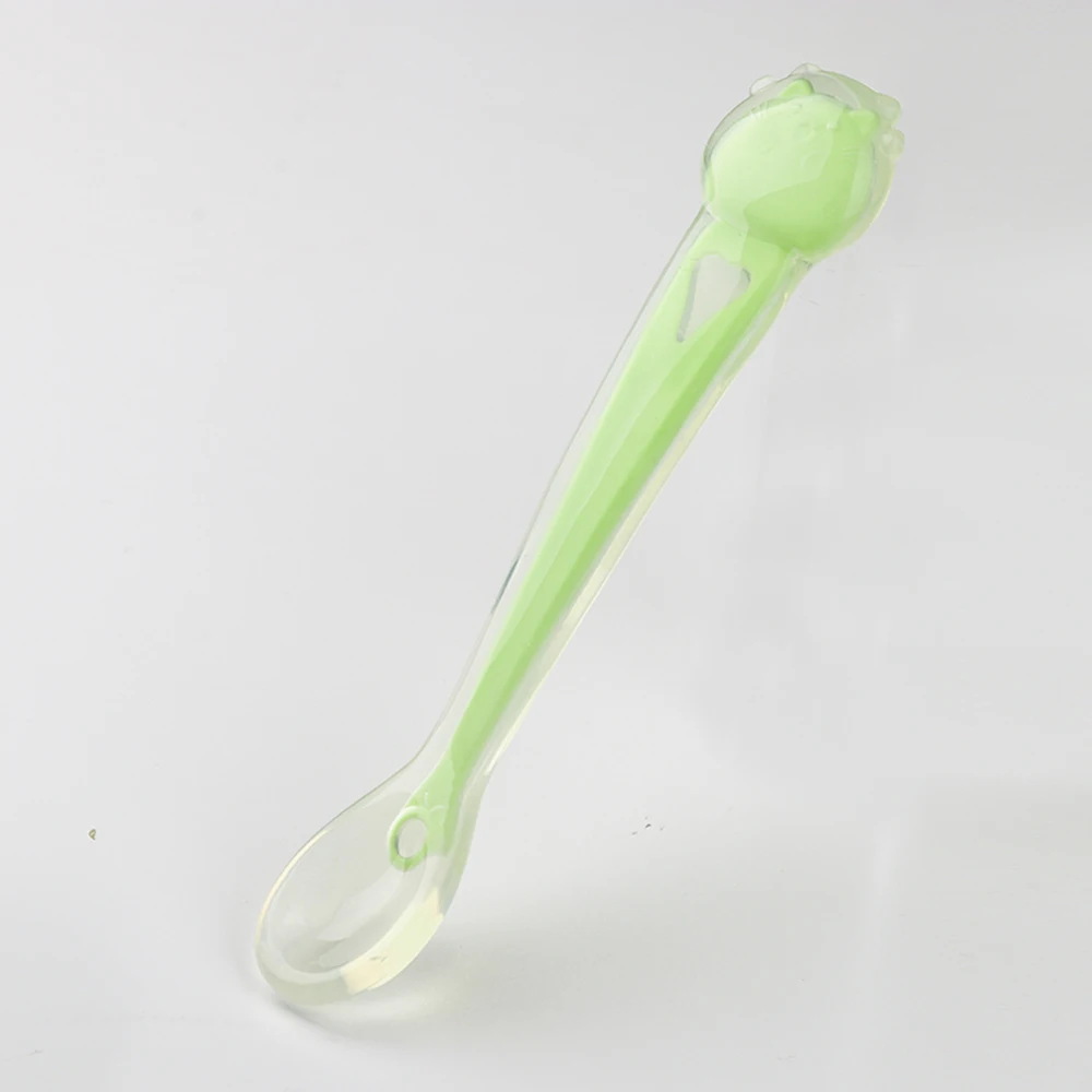

Cute Totoro Cartoon Shape Mini Baby Silicone Handle Spoon Pink And Green Color For Kids Feeding, Pink&green