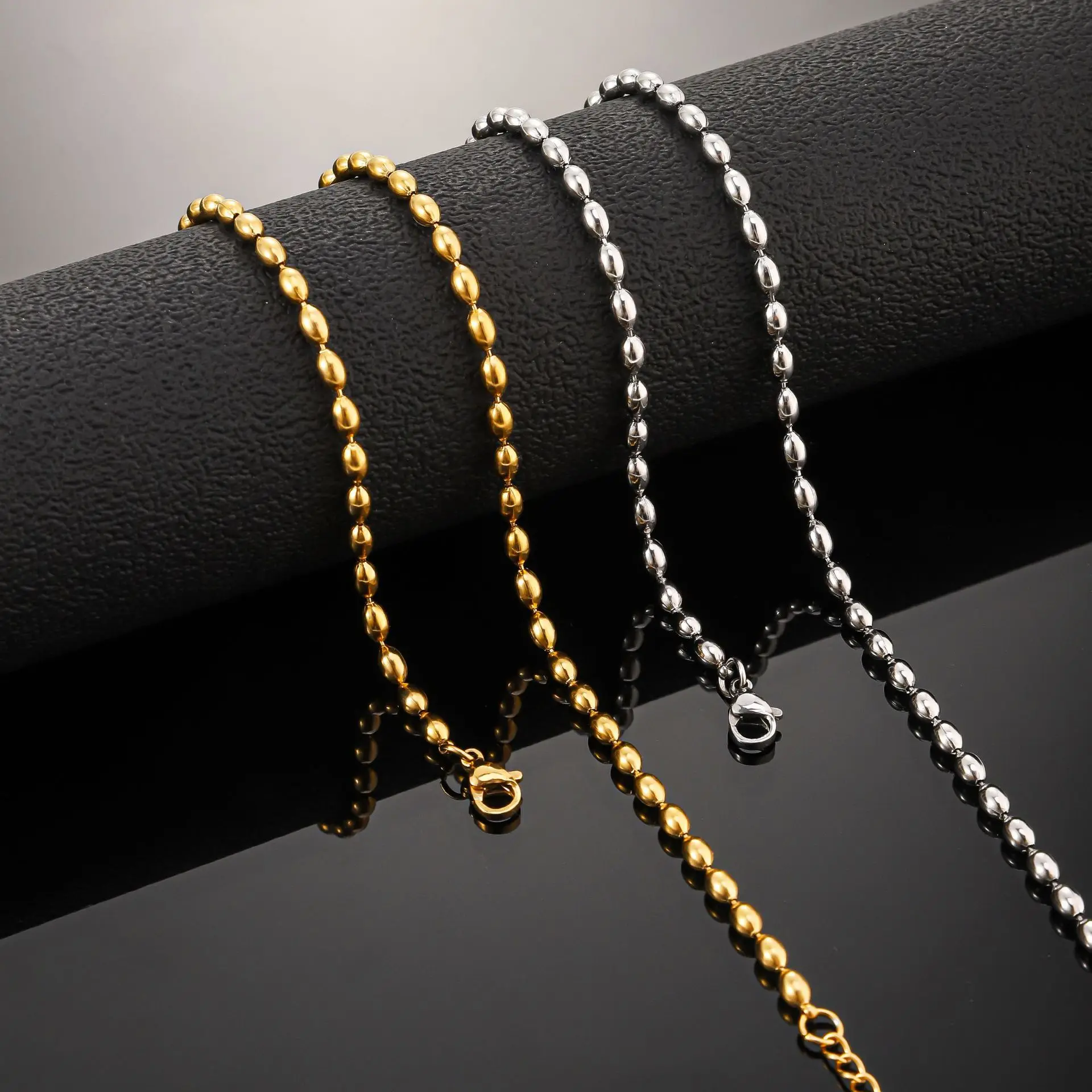 Wholesale Fashion 18K GOLD PLATED Collier Pour Femme Stainless Steel Chain Collarbone Clavicle Beaded Necklace for Women