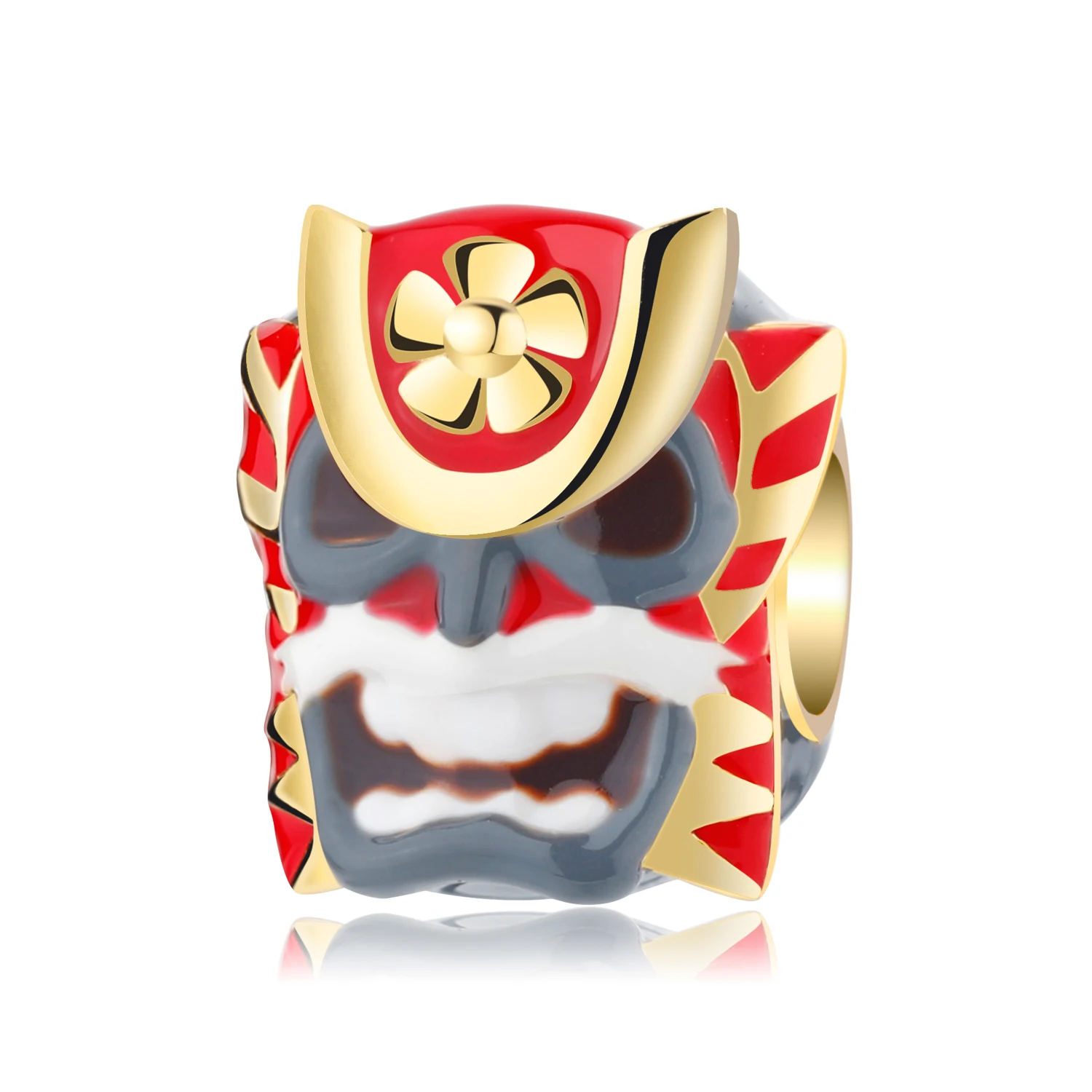 

Animal Kingdom Series warrior face shield bead 925 Sterling Silver enamel jewelry Fits Original Bracelet Beads DIY Jewelry