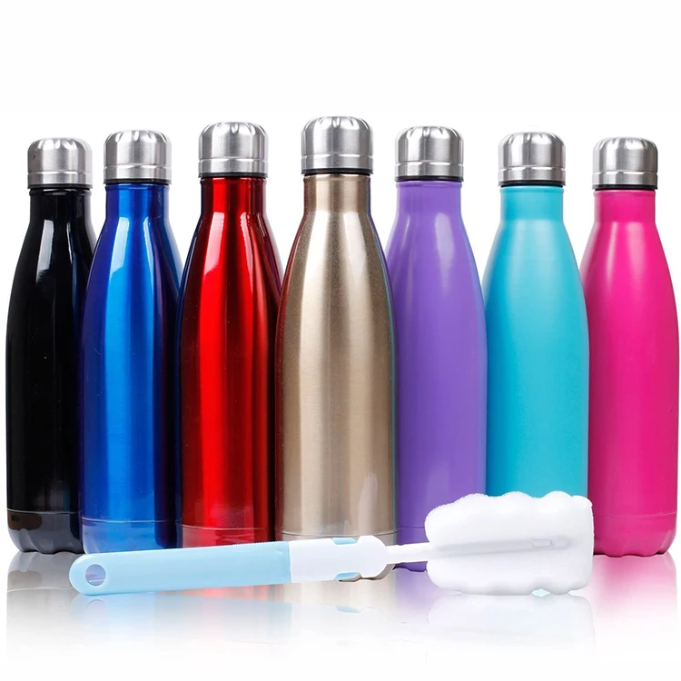 

500ml Insulated Stainless Steel Water Bottle Vacuum Double Wall Bottle 17oz Cola Shape Travel Thermal Flask, Customized color acceptable