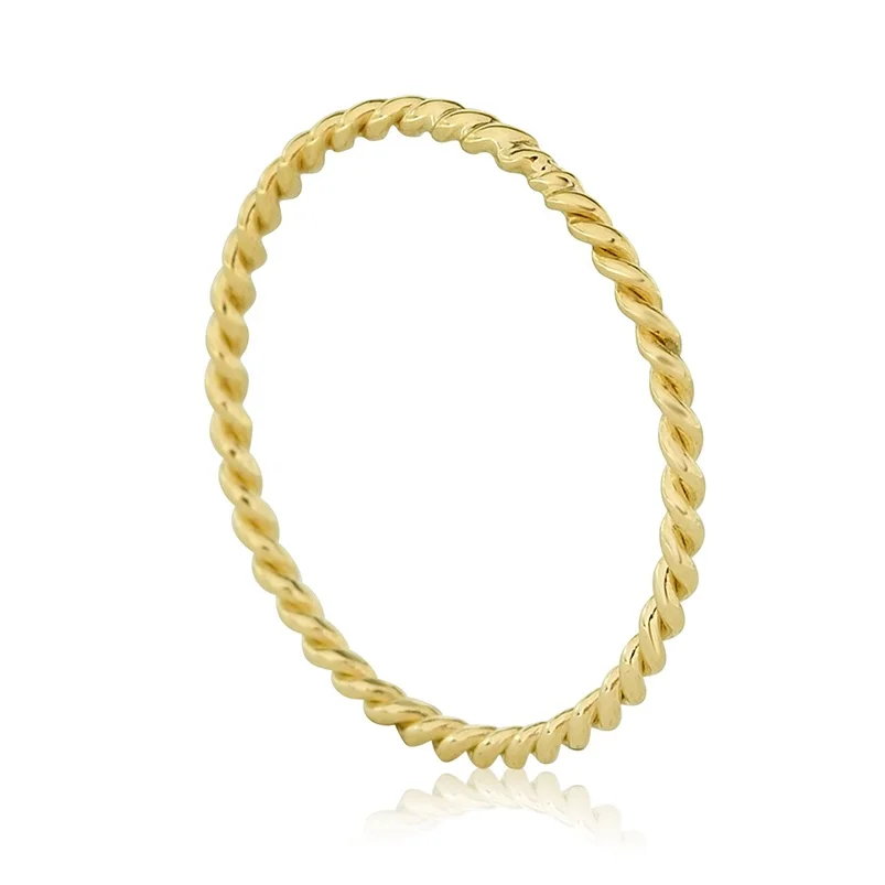 

Gemnel trendy bold gold twist rope band 925 sterlring silver gold vermeil rings women