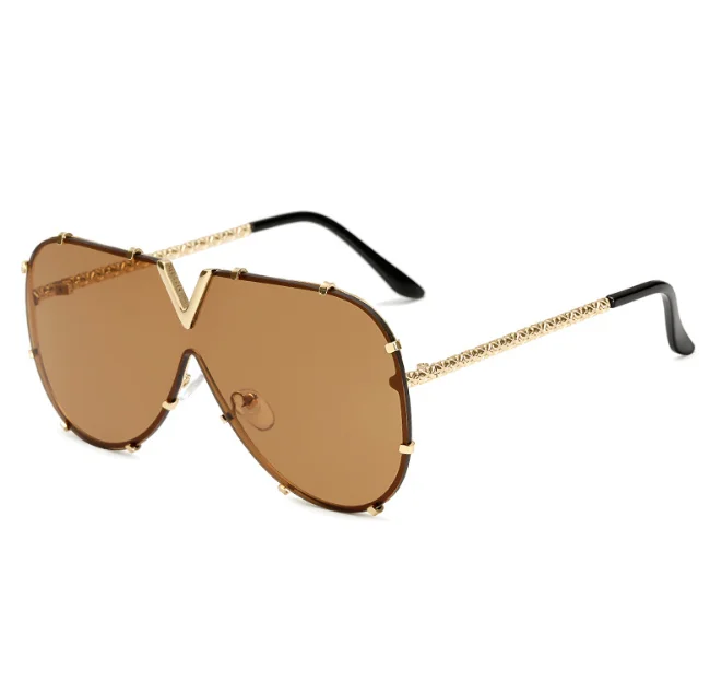 

Hot New Arrival V Oversize Sunglasses Women Brand Designer Men Luxury Mirror Coating Sun Glasses Female Eyewear, 10 colors
