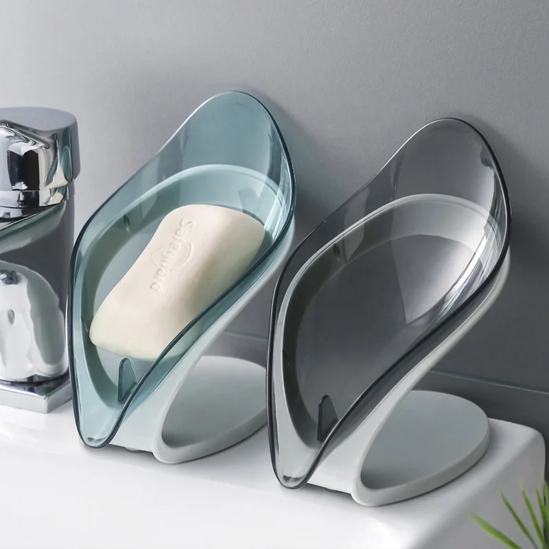 

Creative Transparent Leaf Soap Tray Bathroom Toilet Non Perforated Drainage Soap Rack Leaf Soap Holder