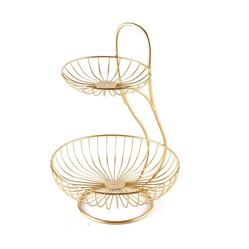 

Mesh Wire Nordic iron living room table 3-tier water creative multi-functional storage fruit iron basket, Optional