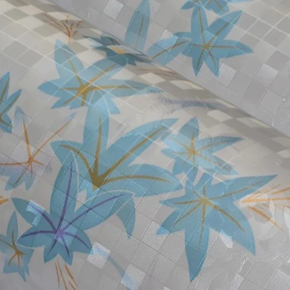 Blue pattern wallpaper roll home decoration PVC adhesive wallpaper