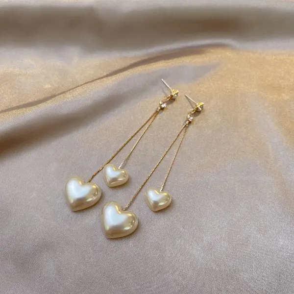 

Korean Pearl Earrings Fashion Jewelry 2021 Heart Flower Butterfly Tassel Baroque Pearls Joyeria Temperament Earring, Gold color