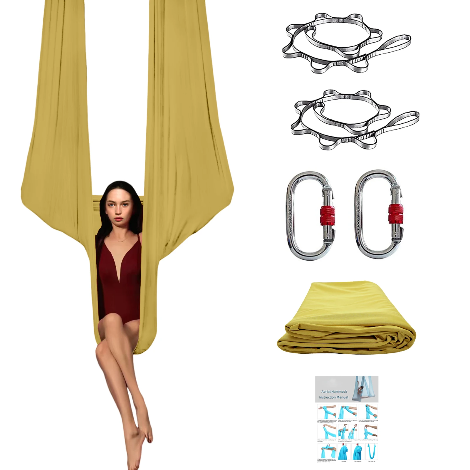 6m Medium Stretch Nylon Aerial Yoga Hammock Flying Yoga Swing for Indoor Fitness