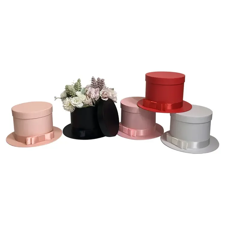 

Round hat flower box flower paper packaging box hug bucket flower arrangement box