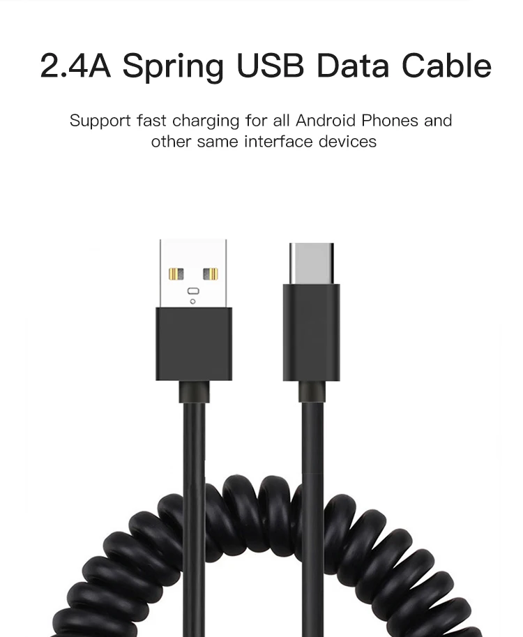 Factory Wholesales USB Type C Flexible Spiral Coil Spring Charging Data Sync Type C Spring Cable For Samsung - ANKUX.COM