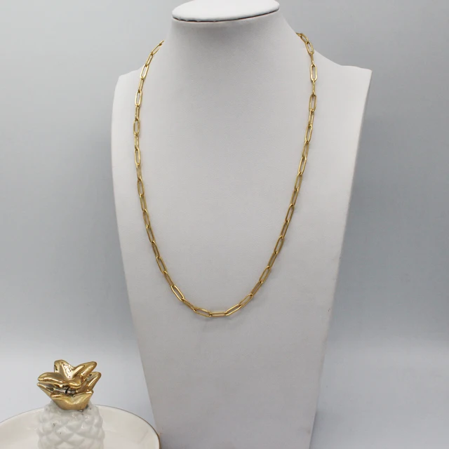 

2020 New Stainless Steel Design Men Women's Chain Necklace Gold Plated Paper Clip Chain Necklace Jewelry Hot Sale Products, Gold;silver