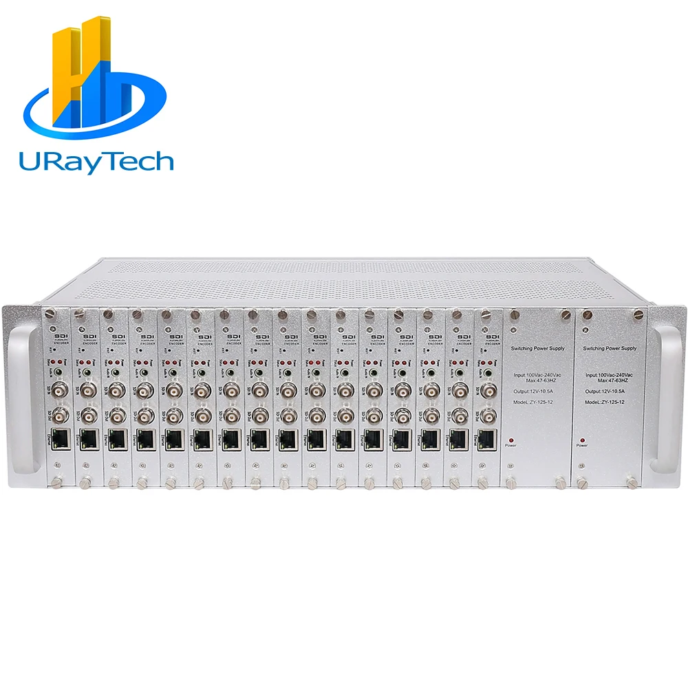 

URay 3U Rack 16 Channels HD 3G SDI To IP Video Encoder H.265 H.264 16Ch HD-SDI 3G-SDI Live Streaming Broadcast Encoder