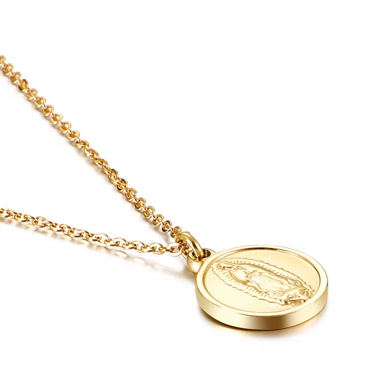 

2020 Factory Direct Sales New Product Stainless Steel Coin Ladies Necklace, Gold