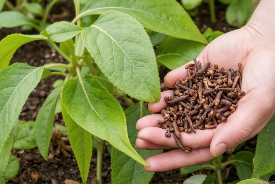 Clove tree sapling in well-prepared soil with proper drainage