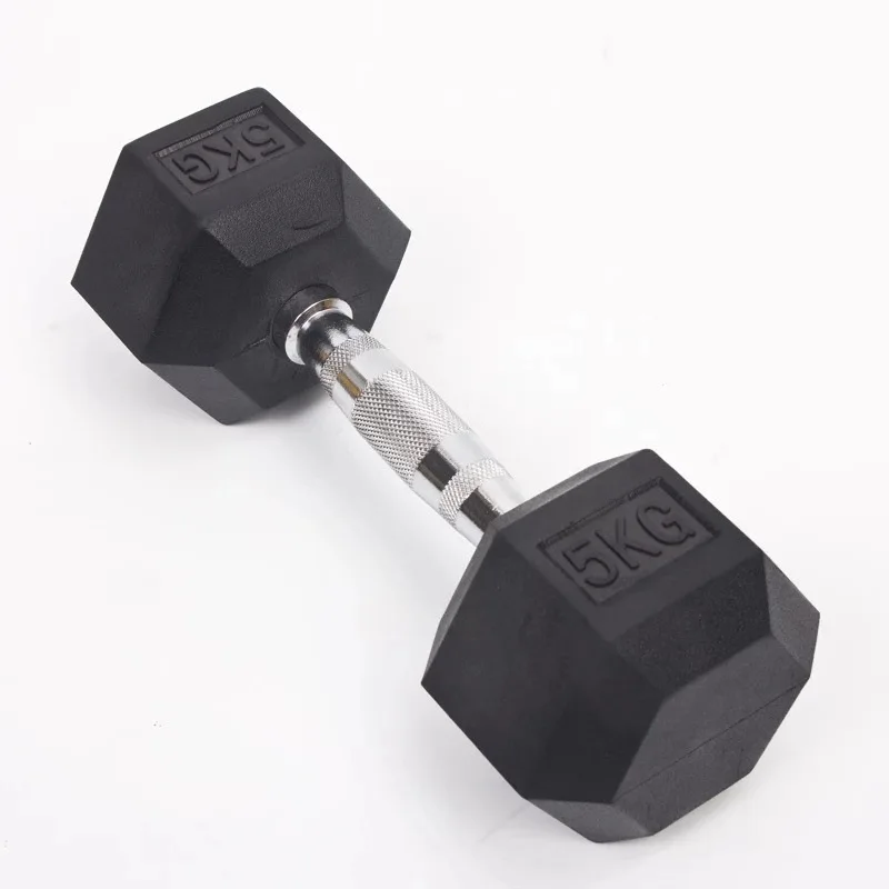 

No smell cast iron fitness equipment 5 KG Rubber Dumbbell, Black