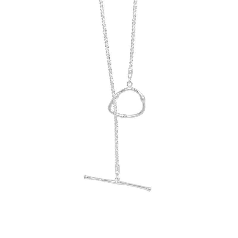 

fashion circle stick pendant sterling silver 925 jewelry gold plated necklace for women