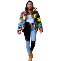 

91110-MX90 winter Couples clothes cotton-padded jackets women sehe fashion print