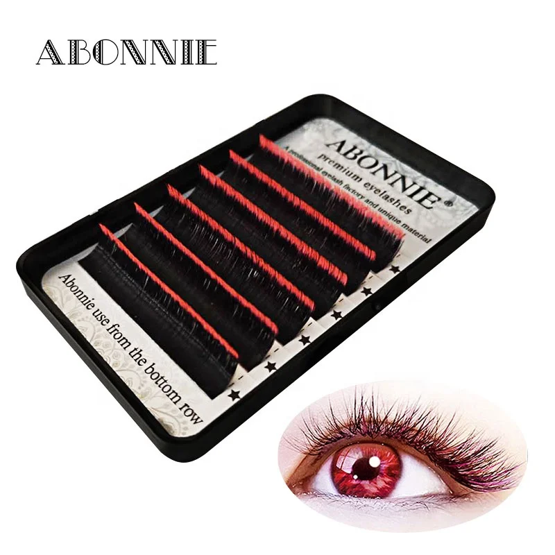 

Abonnie 2020 new fasion coloured lashes tray private label lashes ombre color eyelash extension, Variety color
