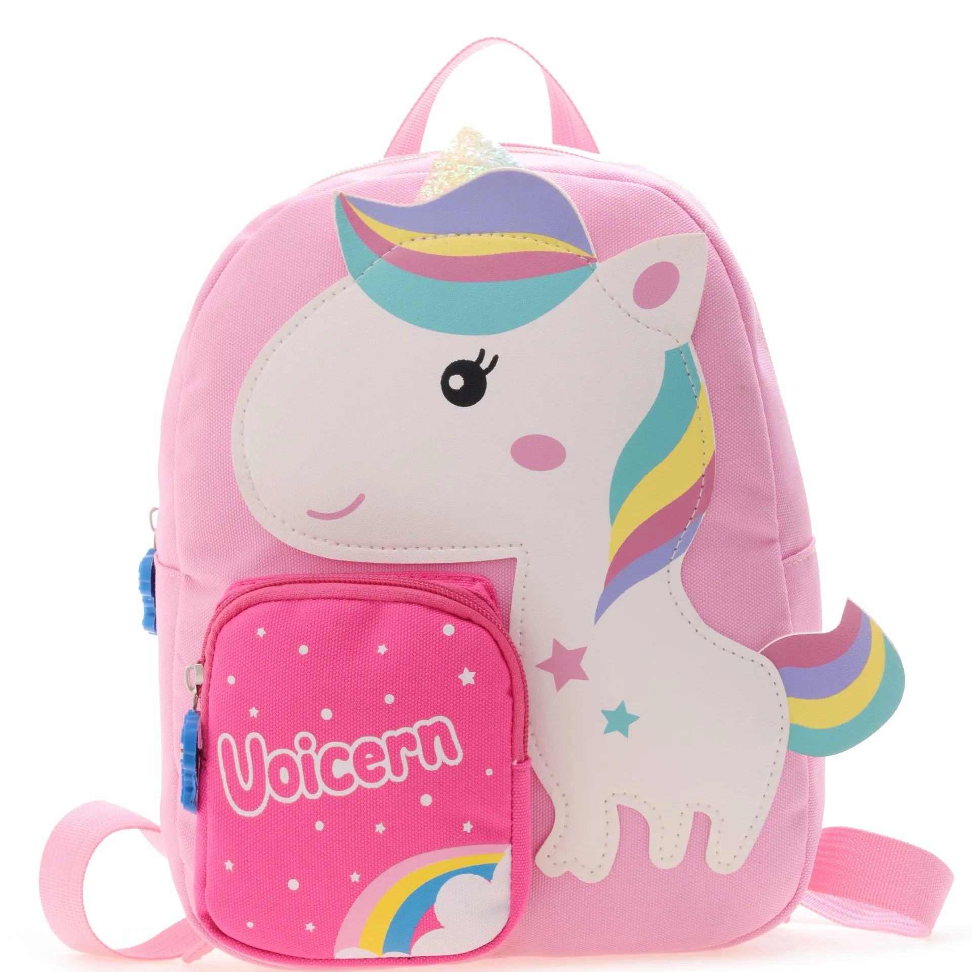 

Wholesale Kids Kindergarten Backpack 2--6 Year Old Children Cartoon Canvas School Bag Giraffe Unicorn Backpacks For Girls Boys, Available in 4 colors with color card