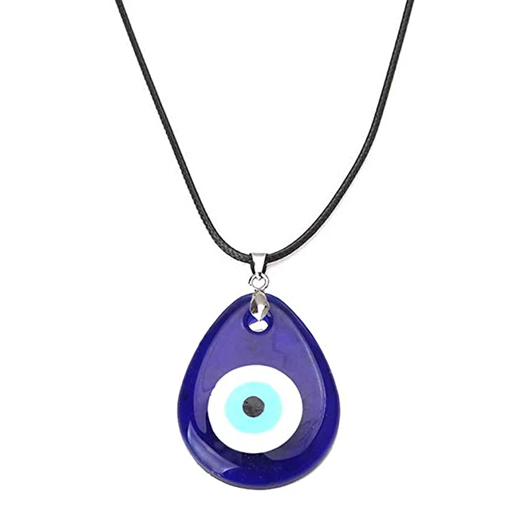 

Blue Glass Leather Rope Chain Turkish Protact Lucky Necklace Pendant Necklace Devil Eye Necklaces for Women